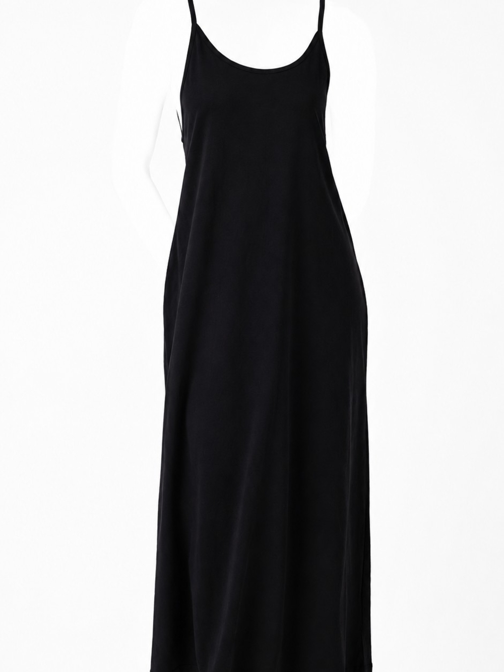 Athleta Black Slip Maxi Dress with Spaghetti Straps